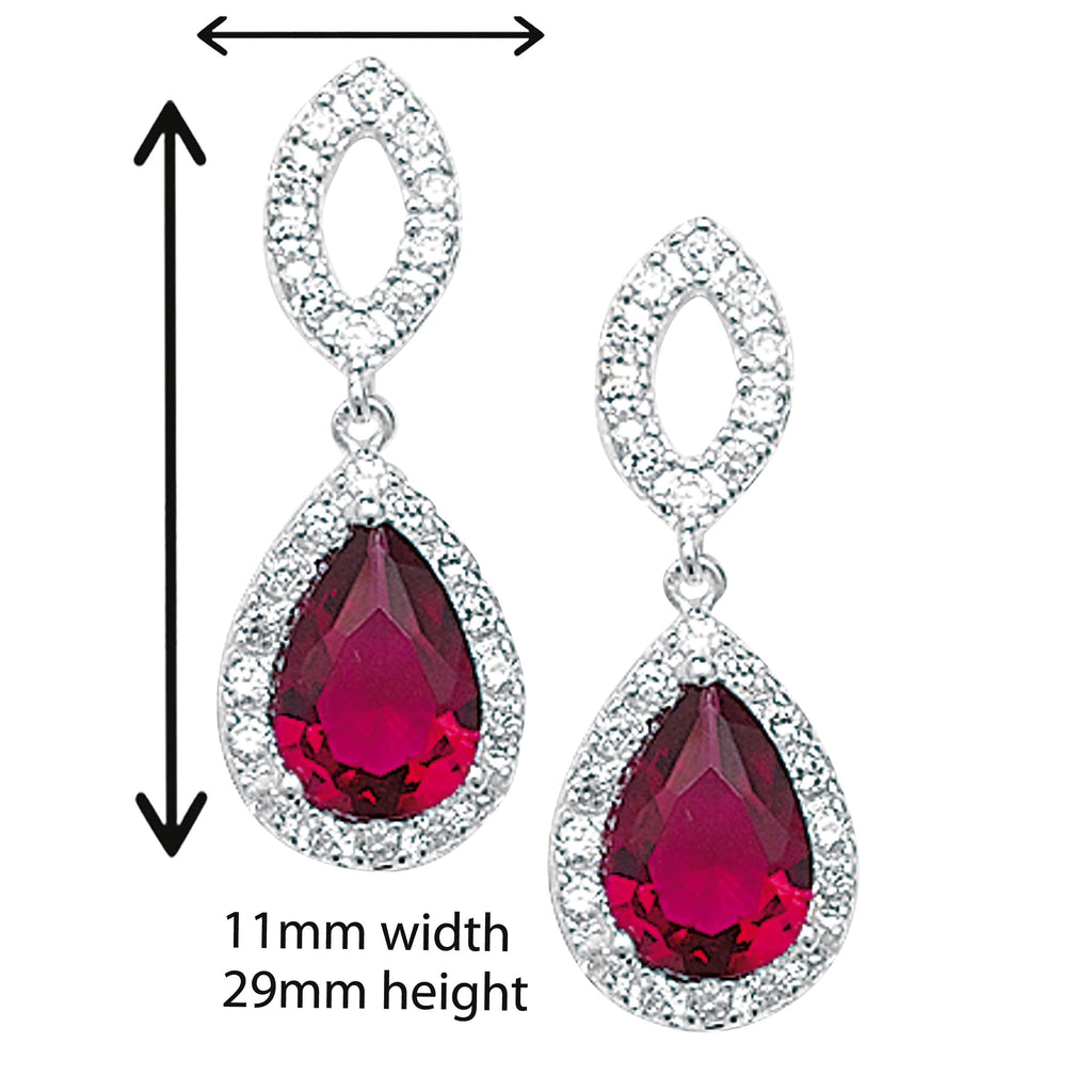 Garnet Pear Shape Drop Earrings - Hypoallergenic Silver Jewellery for women by Aeon
