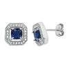 Sapphire Cubic Zirconia Square Stud Earrings - Hypoallergenic Sterling Silver Jewellery for Ladies