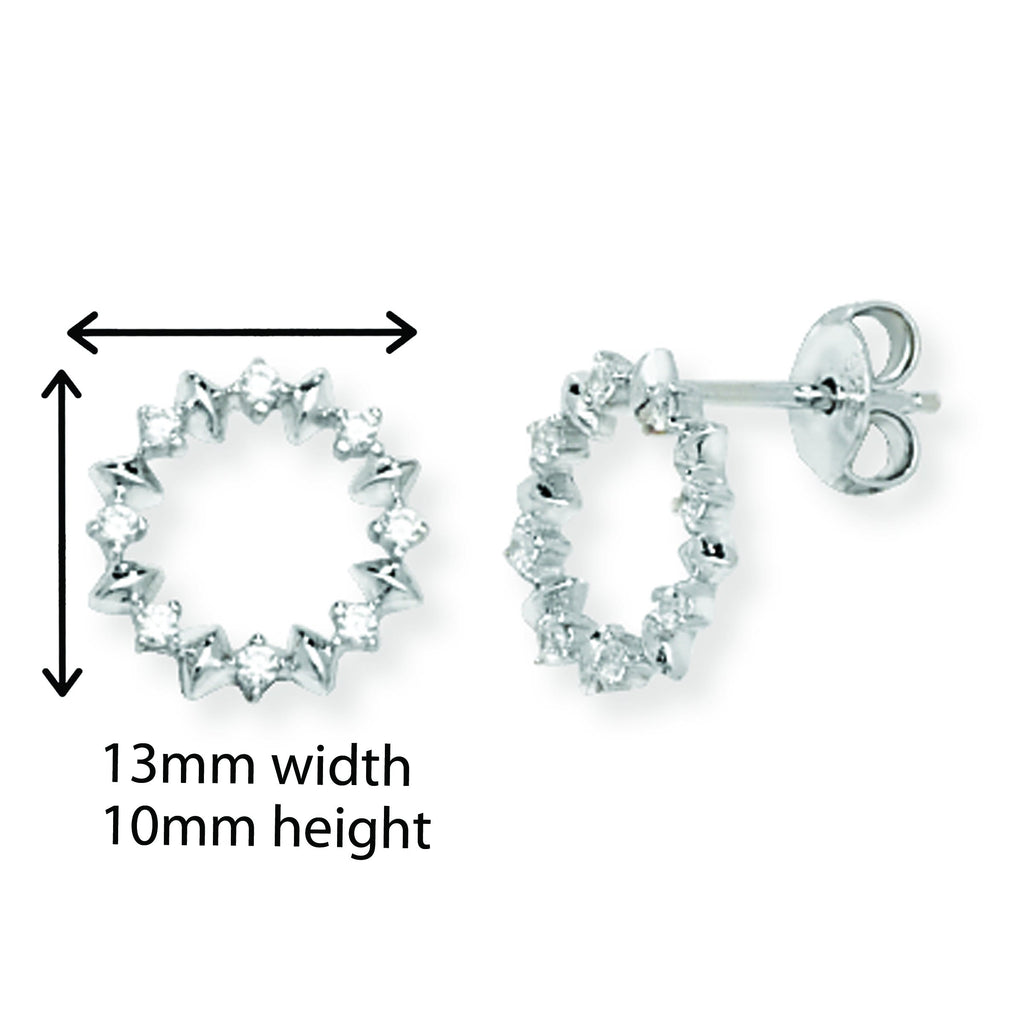 Cubic Zirconia Encrusted Star Stud Earrings. Hypoallergenic Silver Cubic Zirconia Stud Earrings