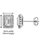 White Cubic Zirconia Rectangle Earring - Hypoallergenic Sterling Silver Earrings for Women