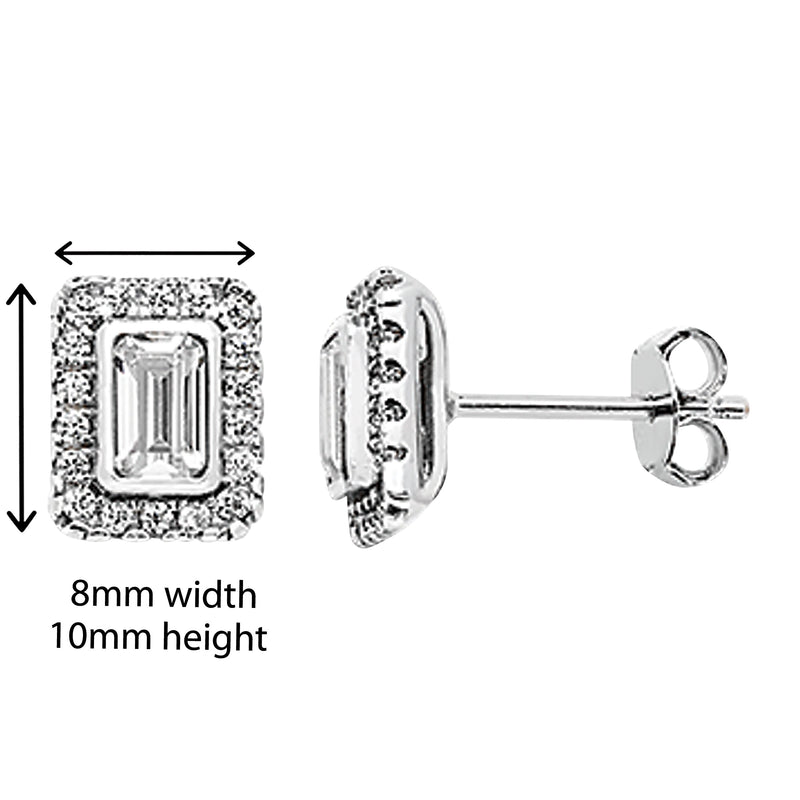 White Cubic Zirconia Rectangle Earring - Hypoallergenic Sterling Silver Earrings for Women