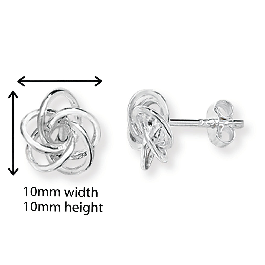 Sterling Silver Entwined Knot  Stud Earring.  Hypoallergenic Sterling Silver Earrings for women.