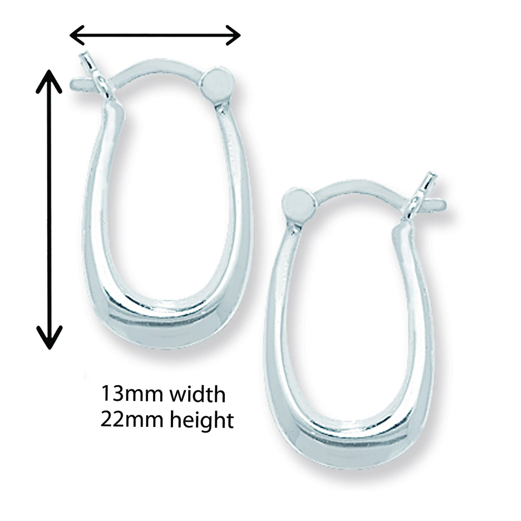 Sterling Silver Creole Sleeper Hoop Earrings - Hypoallergenic Jewellery for Ladies by Aeon - 13 * 22mm