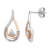 Sterling Silver 2 Tone Pear Shape Drop Earring Set With Cubic Zirconia - Hypoallergenic Silver Jewellery for women by Aeon- 24mm * 10mm