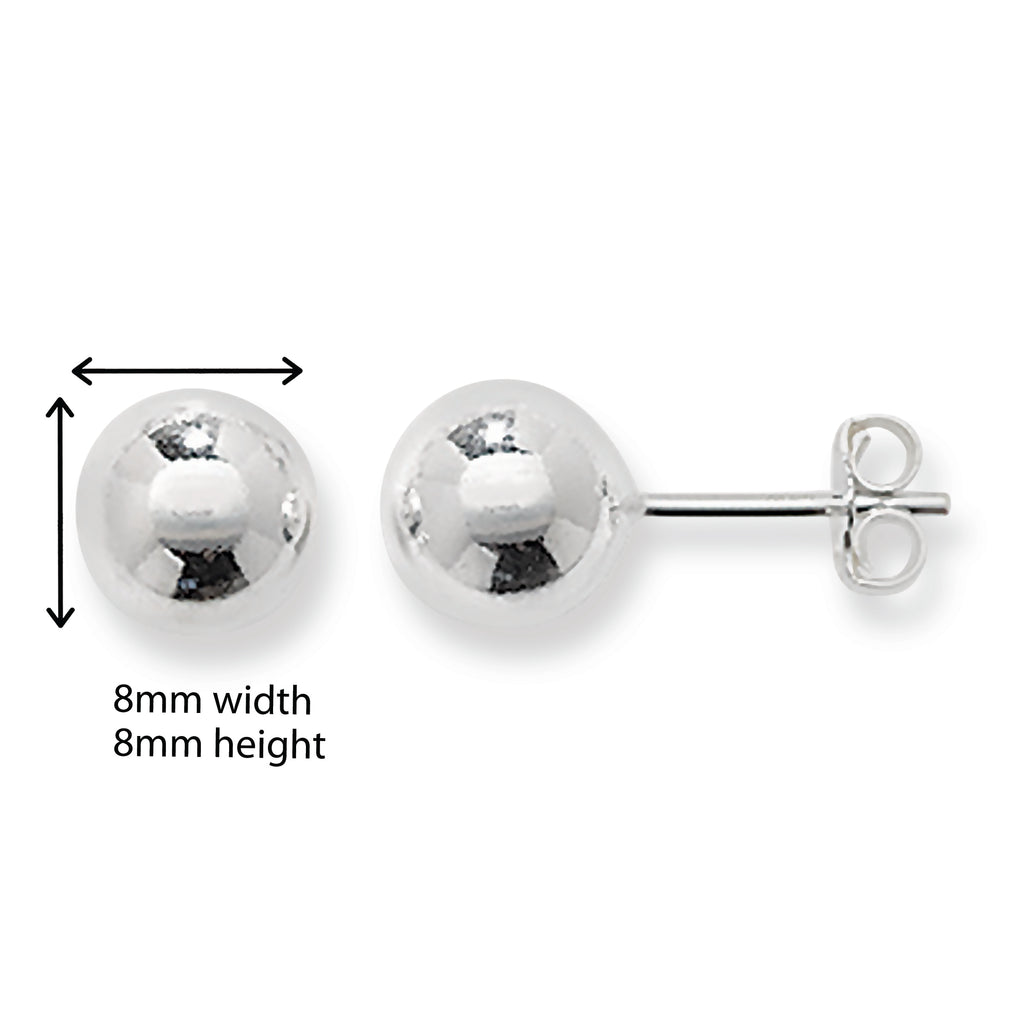 Sterling Silver Ball Stud Earrings. Hypoallergenic Sterling Silver Earrings for women by Aeon