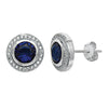 Sapphire Cubic Zirconia Round Stud Earrings - Hypoallergenic Sterling Silver Jewellery for Ladies