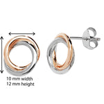 Sterling Silver Interlinked Circle Drop Two Tone Earring - Hypoallergenic Silver Jewellery for women by Aeon