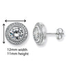 Halo Cubic Zirconia Stud Earrings.  Hypoallergenic Silver Stud Earrings For Women.