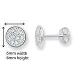 Sterling Silver Round Pave Earrings.  Hypoallergenic Sterling Silver Earrings For Women