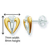 Silver Angel Heart Stud Earrings. Hypoallergenic Sterling Silver Stud Earrings for Women