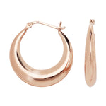 Sterling Silver Rose Gold Plated Sleeper Hoop Earring - Hypoallergenic Jewellery for Ladies by Aeon- 23mm * 25mm