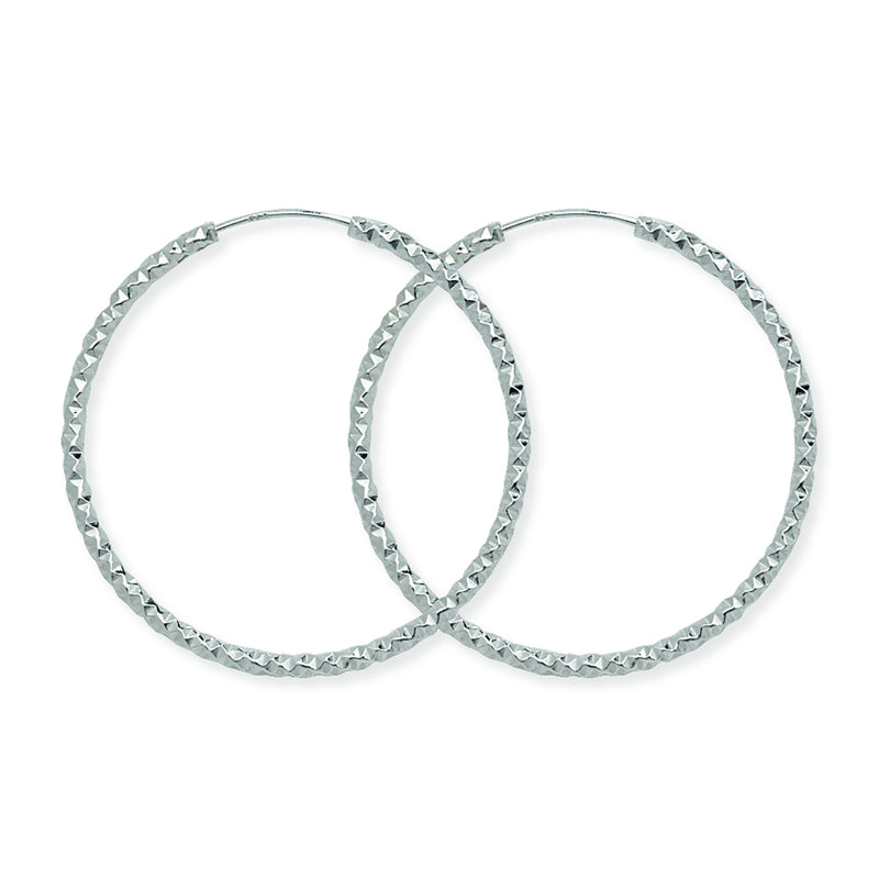 40mm Sterling Silver Diamond-Cut Hoop Sleeper Earring - Hypoallergenic Jewellery for Ladies by Aeon