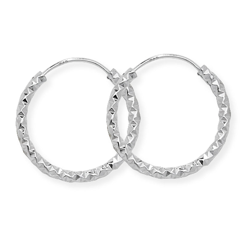 21mm Sterling Silver Diamond-Cut Twist Hoop Sleeper Earrings - Hypoallergenic Jewellery for Ladies by Aeon