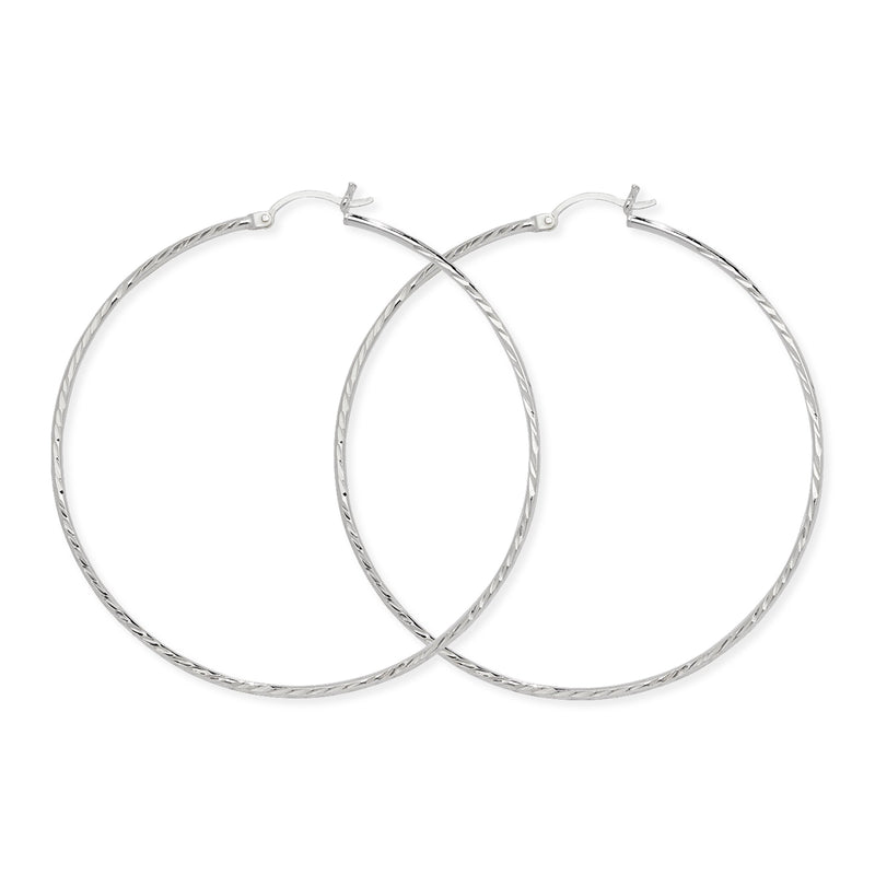 30mm Sterling Silver Twist Hoop Sleeper Earrings - Hypoallergenic Jewellery for Ladies by Aeon