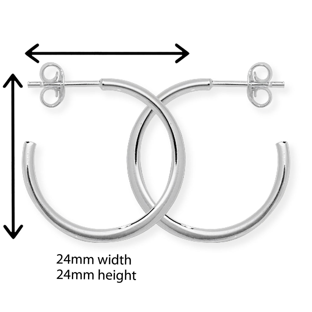Sterling Silver Hoop 3/4 Sleeper Earrings  - Hypoallergenic Sterling Silver for Ladies