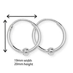 Sterling Silver Hoop Earrings with 3mm Ball - Hypoallergenic Jewellery for Ladies by Aeon