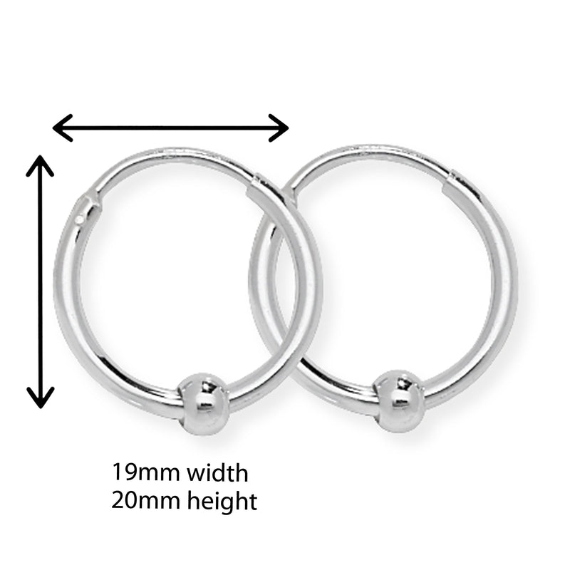 Sterling Silver Hoop Earrings with 3mm Ball - Hypoallergenic Jewellery for Ladies by Aeon