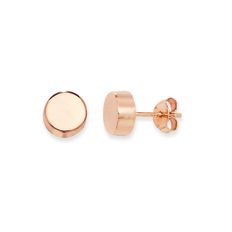 Sterling Silver Circle Stud Earrings and Rose Gold Plating.