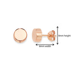 Sterling Silver Circle Stud Earrings and Rose Gold Plating.