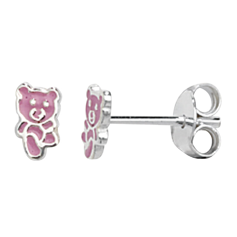 Sterling Silver Kiddies Teddy Bear Stud Earrings - Hypoallergenic Jewellery Kids - 7mm * 5mm