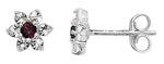 Garnet & White Cubic Zirconia Star Earrings - Hypoallergenic Sterling Silver Earrings for Women