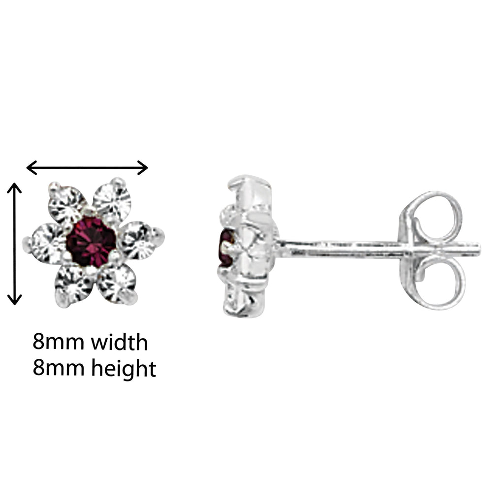 Garnet & White Cubic Zirconia Star Earrings - Hypoallergenic Sterling Silver Earrings for Women