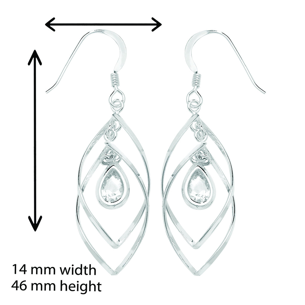 Sterling Silver Teardrop Interlink Earrings - Hypoallergenic Sterling Silver Jewellery for Ladies by Aeon