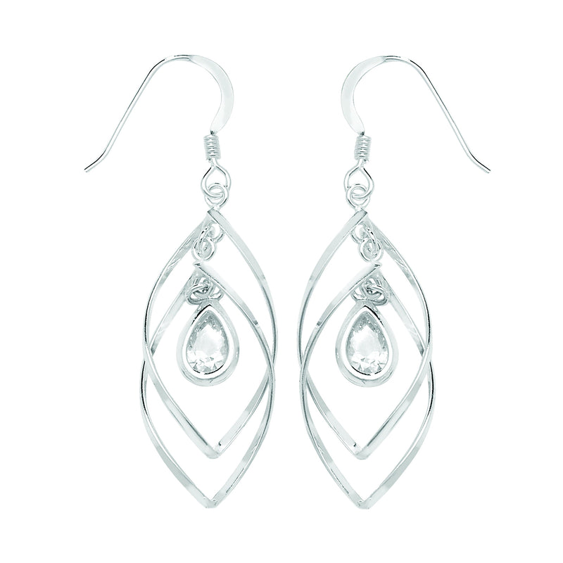 Sterling Silver Teardrop Interlink Earrings - Hypoallergenic Sterling Silver Jewellery for Ladies by Aeon