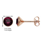 Rose Gold Plated Ruby Swarovski Earring - Hypoallergenic Sterling Silver Jewellery for Women - 7mm * 7mm