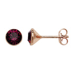 Rose Gold Plated Ruby Swarovski Earring - Hypoallergenic Sterling Silver Jewellery for Women - 7mm * 7mm