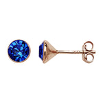 Rose Gold Plated Sapphire Swarovski Earring - Hypoallergenic Sterling Silver Jewellery for Women