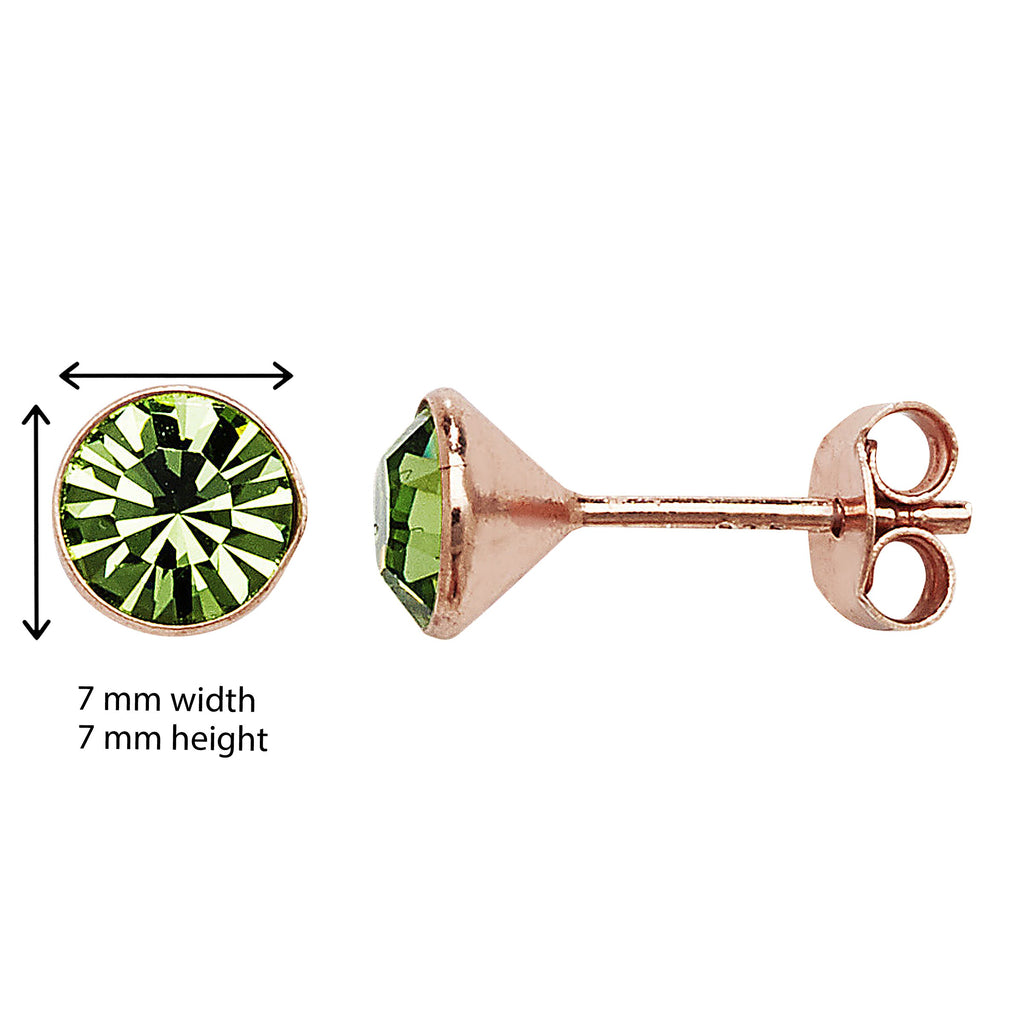 Rose Gold Plated Emerald Swarovski Earring - Hypoallergenic Sterling Silver Jewellery for Women