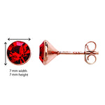 Rose Gold Plated Ruby Swarovski Earring - Hypoallergenic Sterling Silver Jewellery for Women