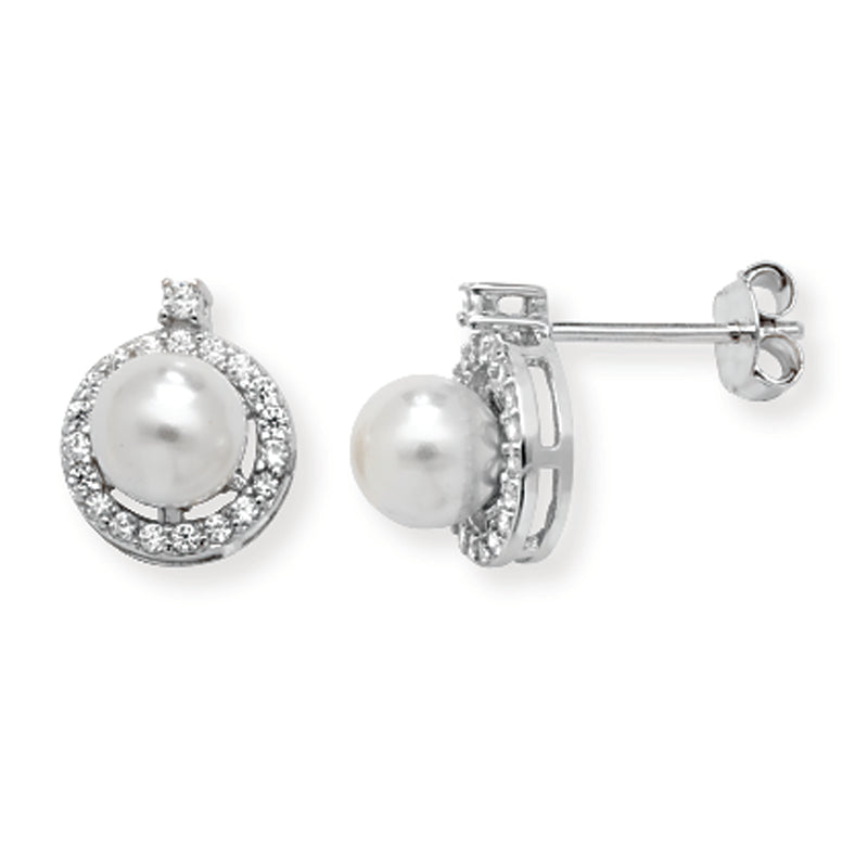 Drop Pearl Earrings.  Hypoallergenic Sterling Silver Earrings for women by Aeon