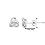 Sterling Silver Celtic Irish Trinity Stud Earrings Set with Cubic Zirconia's.