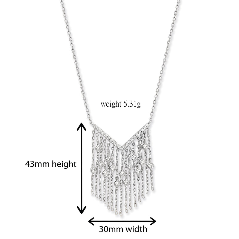 Sterling Silver Chandelier Statement Necklace Set with Cubic Zirconia . Hypoallergenic Sterling Silver Jewellery by Aeon