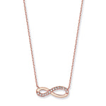 Sterling Silver Infinity Necklace Set Plated in Rose Gold. Hypoallergenic Sterling Silver Jewellery by Aeon