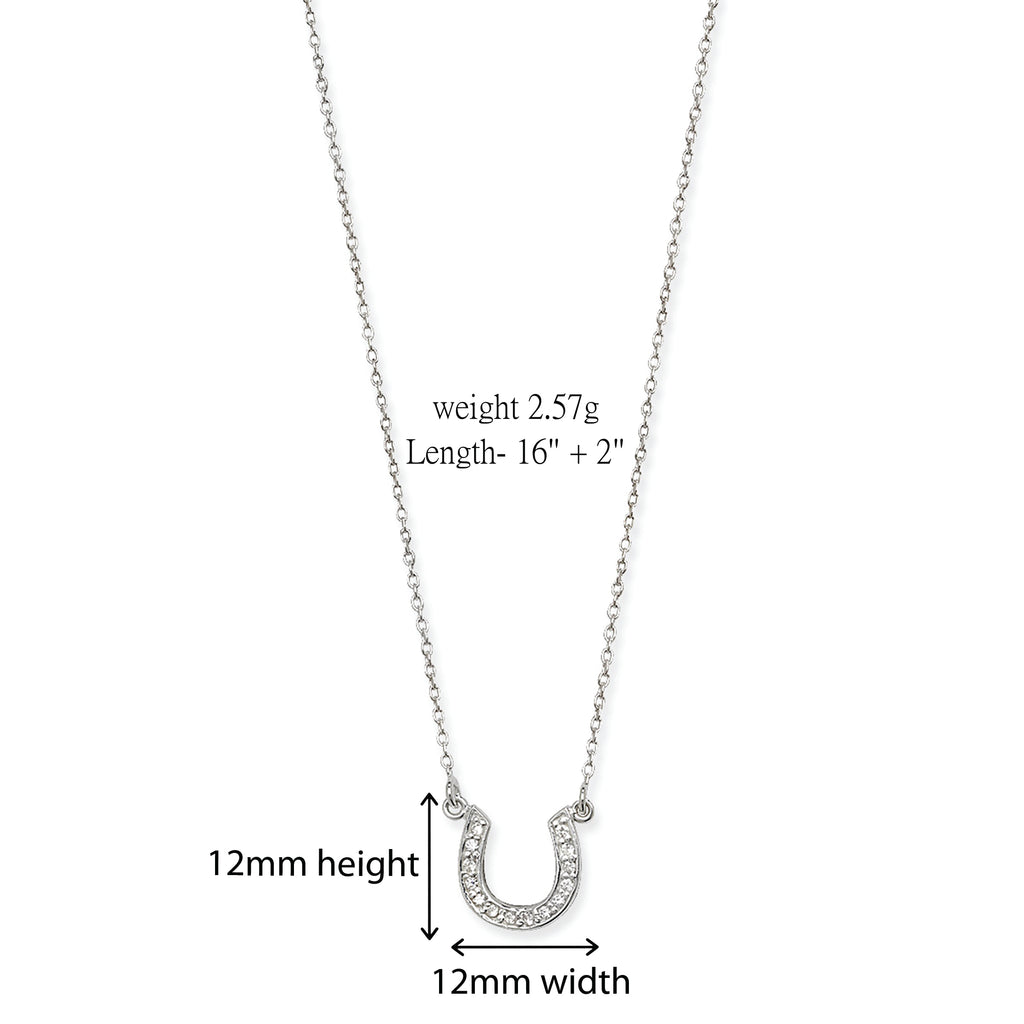 Sterling Silver Horseshoe Luck Necklace. Hypoallergenic 925 Silver Necklace For Women 12mm