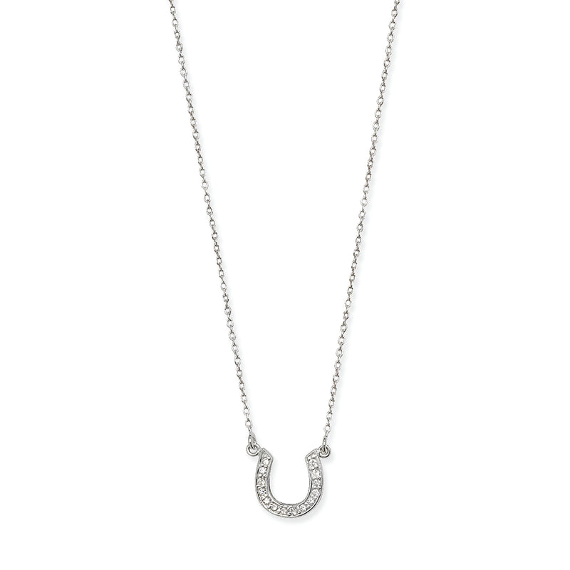 Sterling Silver Horseshoe Luck Necklace. Hypoallergenic 925 Silver Necklace For Women 12mm