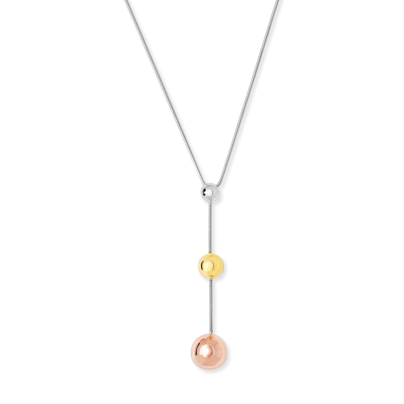 Sterling Silver 3 Tone Ball Necklace. Hypoallergenic Sterling Silver Jewellery by Aeon