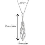 Sterling Silver 65 mm Plait Drop Adjustable Necklace Set With White Cubic Zirconias. Hypoallergenic Sterling Silver Jewellery by Aeon