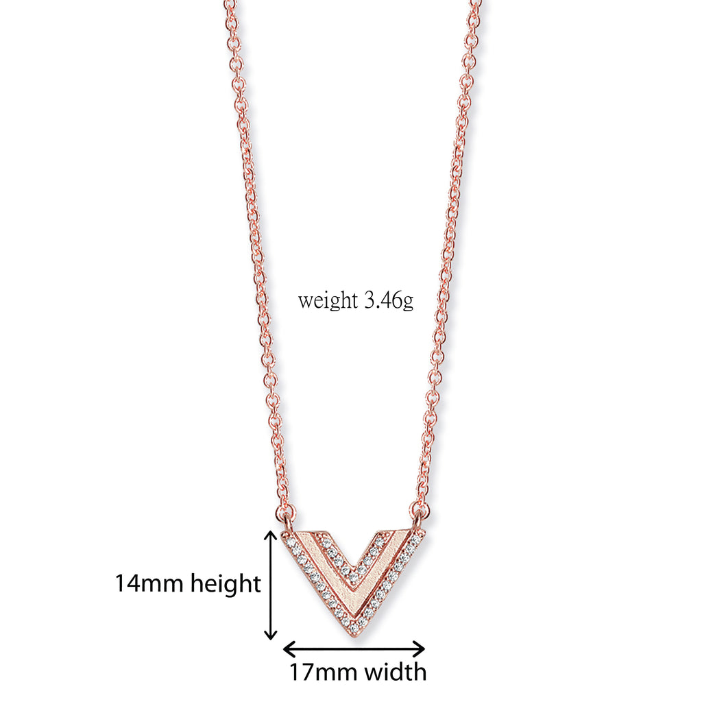 Sterling Silver & Rose Gold Plated Triangular Drop Necklace Set . Hypoallergenic Sterling Silver Jewellery by Aeon