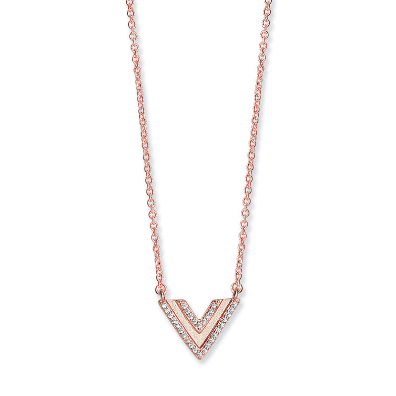 Sterling Silver & Rose Gold Plated Triangular Drop Necklace Set . Hypoallergenic Sterling Silver Jewellery by Aeon