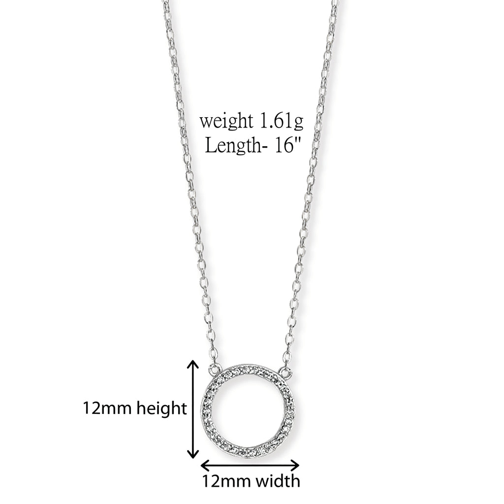 Sterling Silver Circle Necklace Set With Cubic Zirconia. Hypoallergenic Sterling Silver Jewellery by Aeon