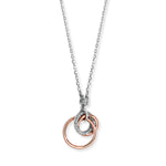 Sterling Silver & Rose Gold Plated Interlinked Circles Necklace Set . Hypoallergenic Sterling Silver Jewellery by Aeon