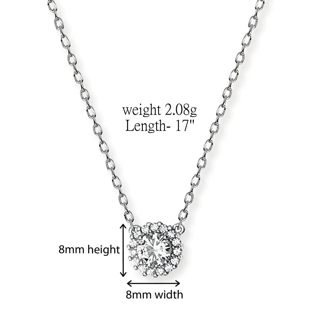 Sterling Silver 8mm Necklace Set With Cubic Zirconias. Hypoallergenic Sterling Silver Jewellery by Aeon