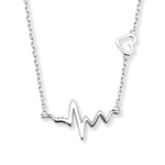 Sterling Silver Heart Beat And Heart Necklace. Hypoallergenic Sterling Silver Jewellery by Aeon