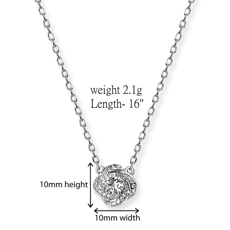 Sterling Silver Flower Necklace Set With Cubic Zirconia. 925 Silver Pendant  For Women.