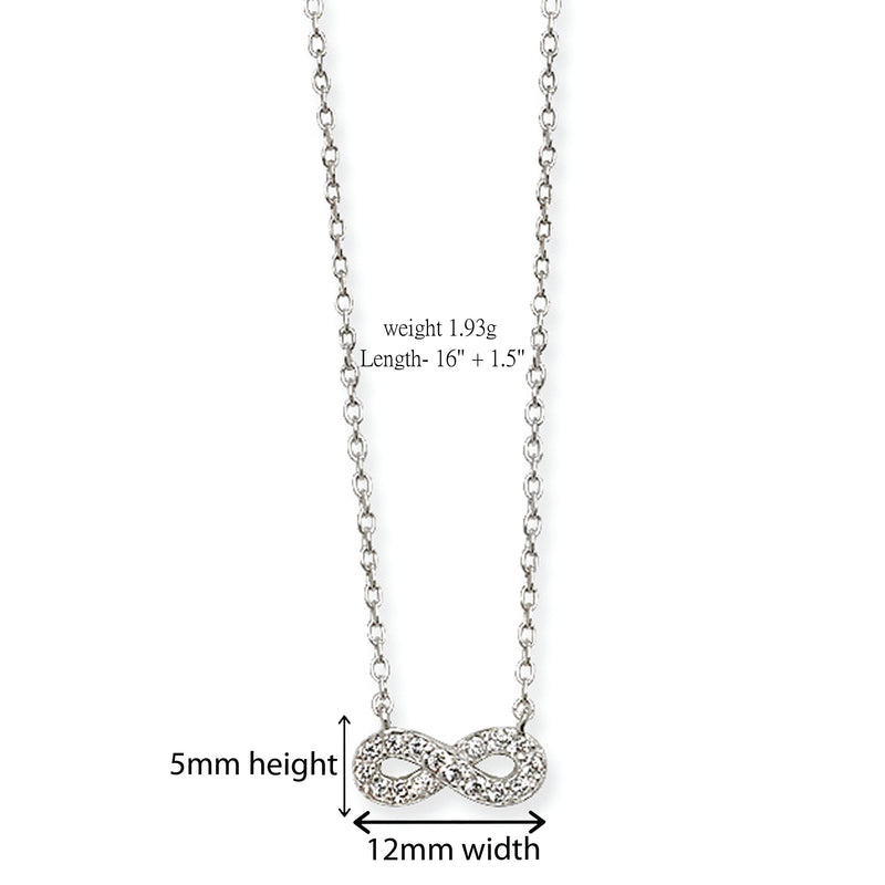 Sterling Silver infinity Necklace Set with Cubic Zirconias. Hypoallergenic Sterling Silver Jewellery by Aeon