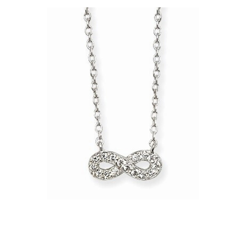 Sterling Silver Infinity Cubic Zirconia Necklace. Hypoallergenic Sterling Silver Jewellery by Aeon